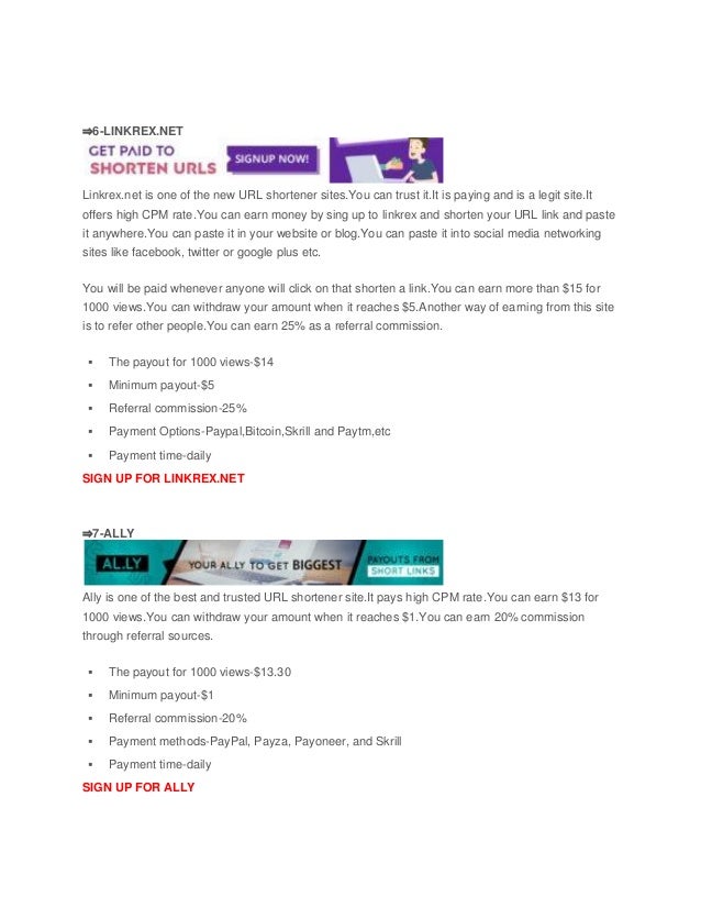 30 Highest Paying Url Shortener 2018 Best Url Shortener To Earn Money - 